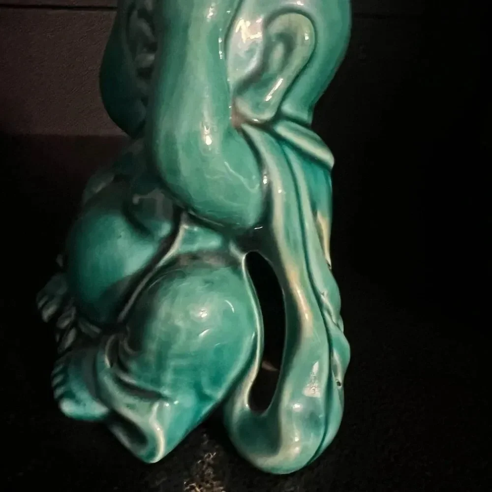 Vintage Green blue Buddha potpourri holder see no evil - Picture 4 of 8